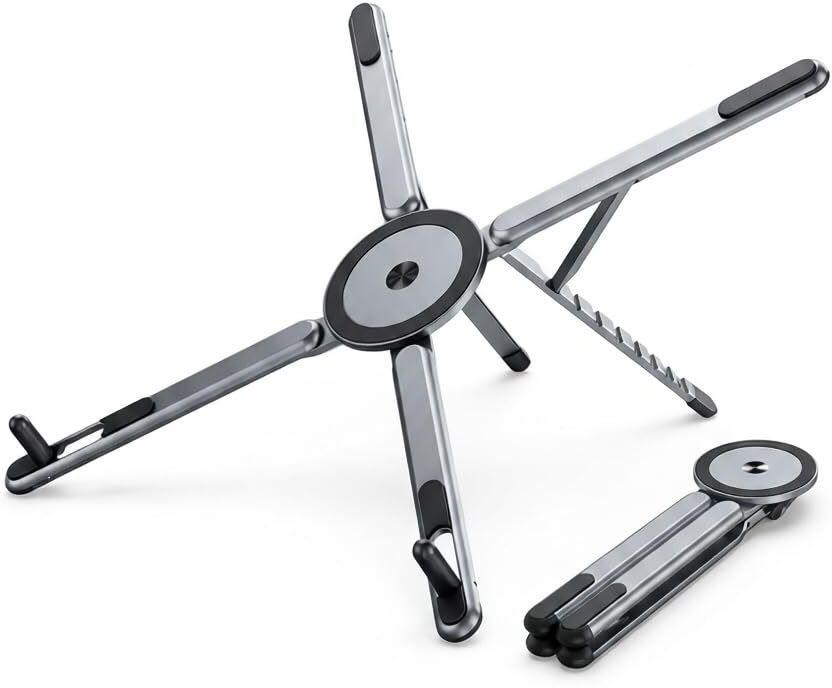 Velmi Portable Laptop Stand Aluminium Foldable Multi Angle Rotating Stand 360° Rotating Base Aluminium Rotatable Laptop Stand with Adjustable Height Compatible with Universal Laptops-image-47
