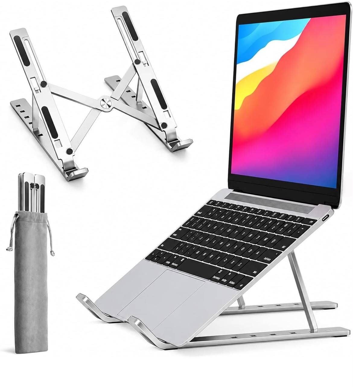 AMUDHA TRADERS LAPSTAND001 Aluminium Laptop Stand with Adjustable Height Compatible with Universal Laptops-image-12