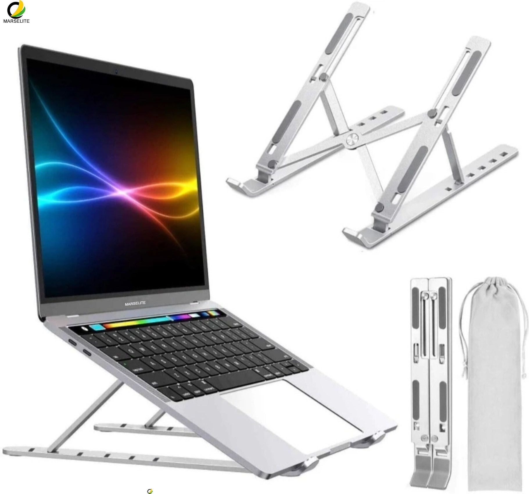 Viktarma Foldable Laptop Stand Lightweight Portable Design MARS-STD49 Aluminium Laptop Stand with Adjustable Height Compatible with 26 - 35 cm Laptops-image-29
