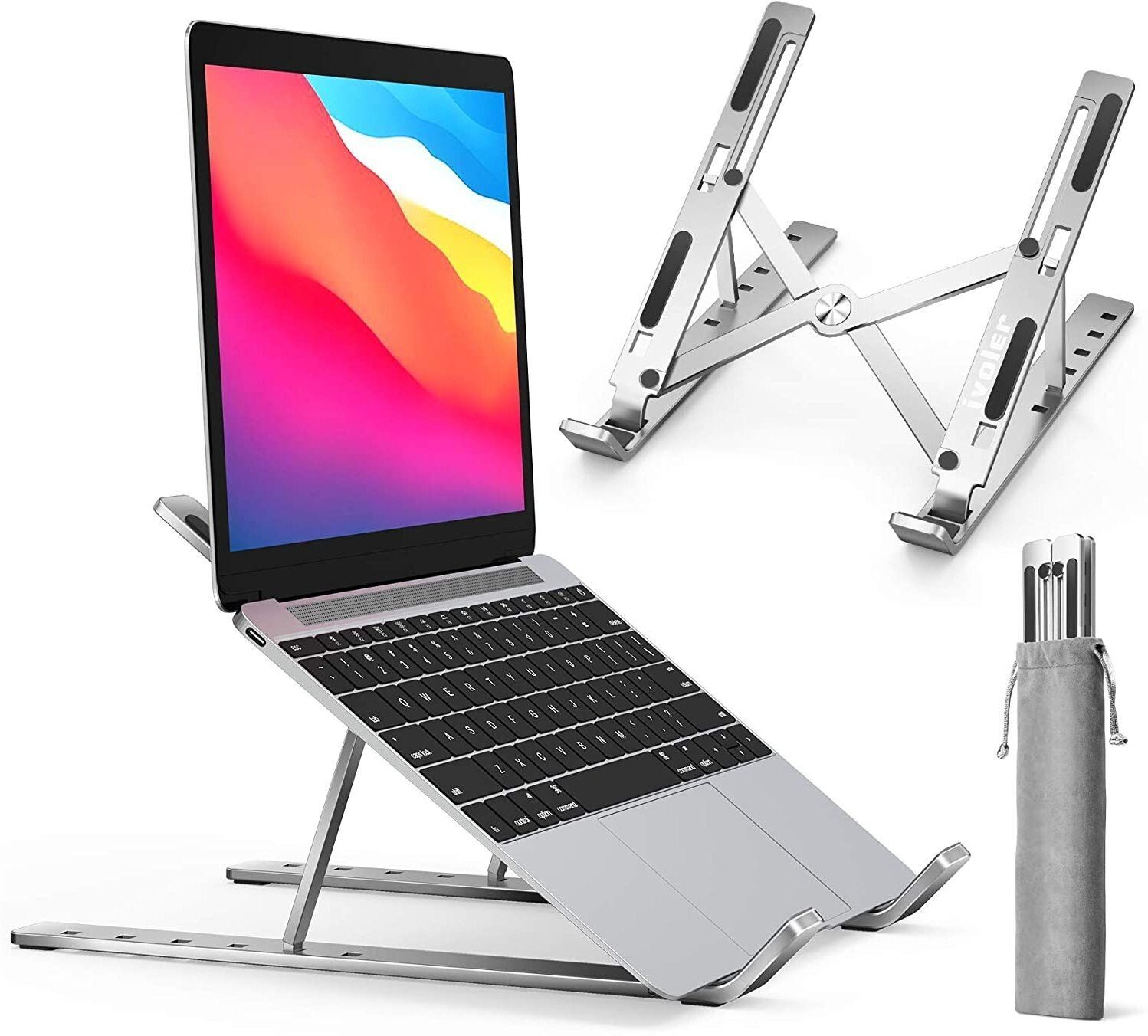 Ablue Clipper Aluminum Alloy Adjustable, Portable, Foldable, Ergonomic, Tablet Laptop Stand Ergonomic Laptop Stand Aluminium Foldable Portable Desk Holder Aluminium Laptop Stand with Adjustable Height Compatible with Universal Laptops-image-15