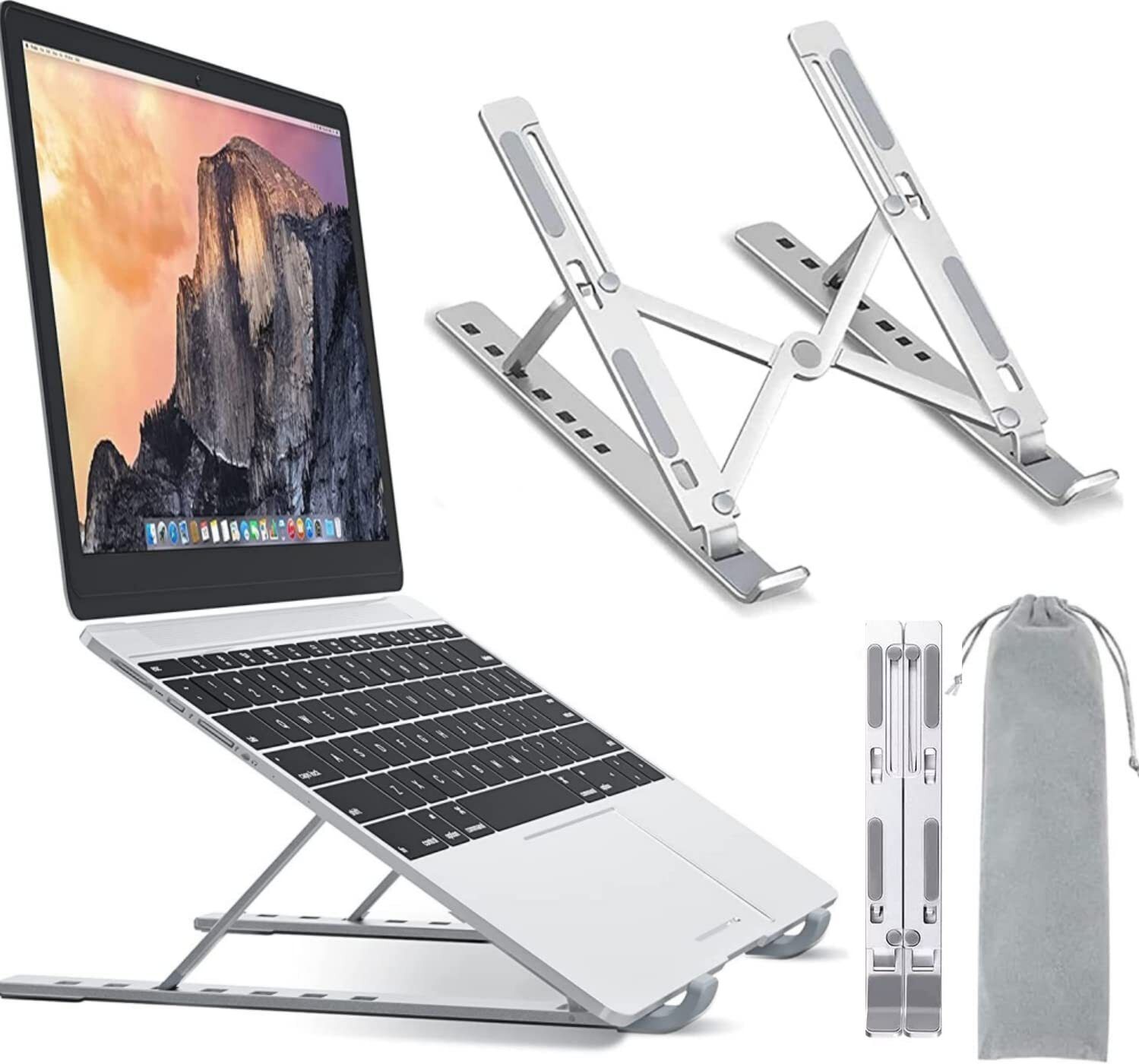 Vidhmahi Laptops STAND Aluminum Alloy Adjustable, Portable, Foldable, Ergonomic, Tablet Laptop Stand_01 Aluminium Floor and Desk Stand Rotatable Laptop Stand with Adjustable Height Compatible with Universal Laptops-image-49