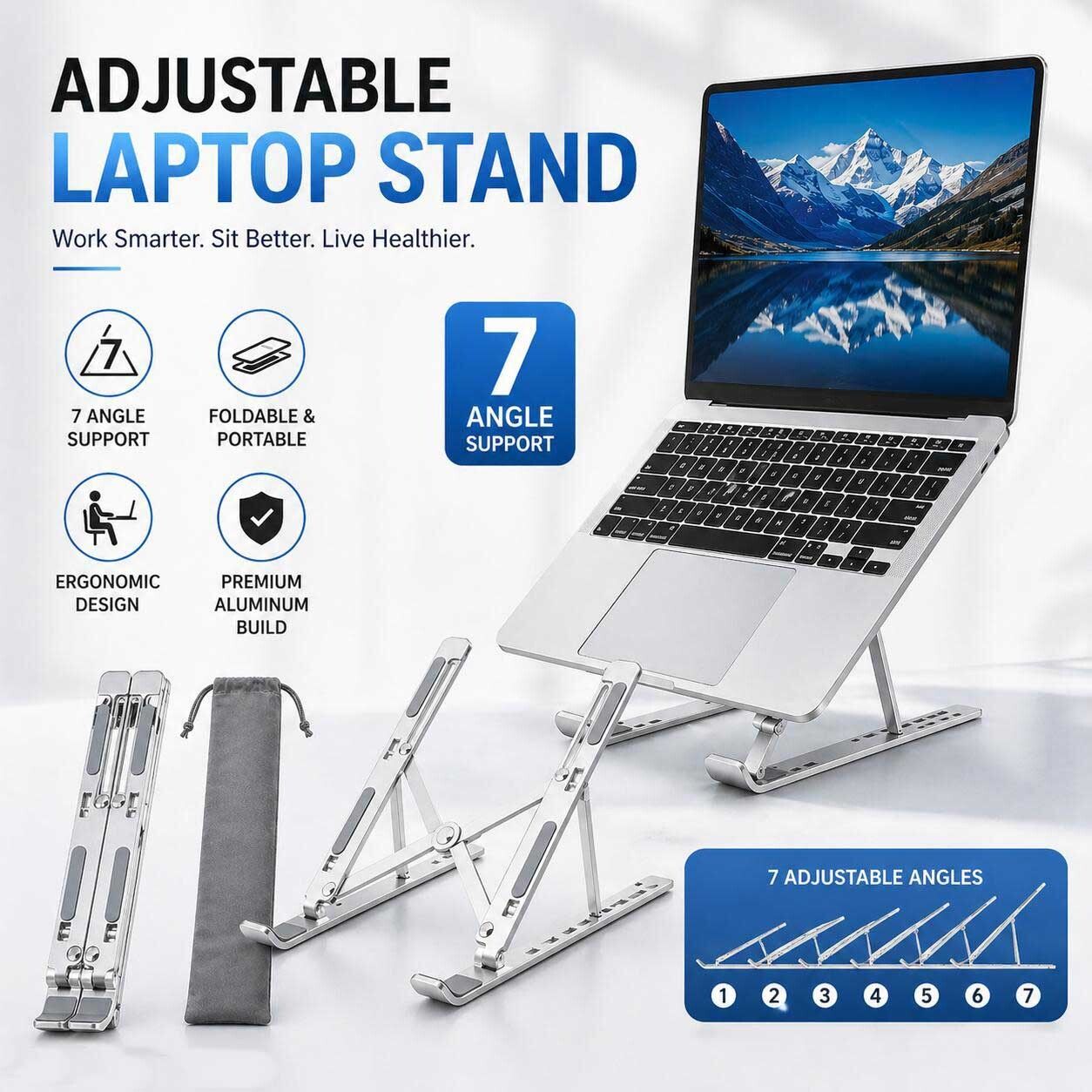 VS SHOP HUB Laptop Stand MB Laptop Stand MV Aluminium Desk Stand Laptop Stand with Adjustable Height Compatible with Universal Laptops-image-28