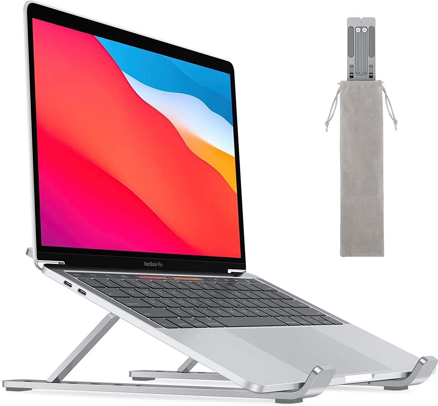 RkshoppingzonE Aluminium Laptop Stand Grey Ergonomic Portable Adjustable Aluminium Laptop Stand with Adjustable Height Compatible with Universal Laptops-image-3