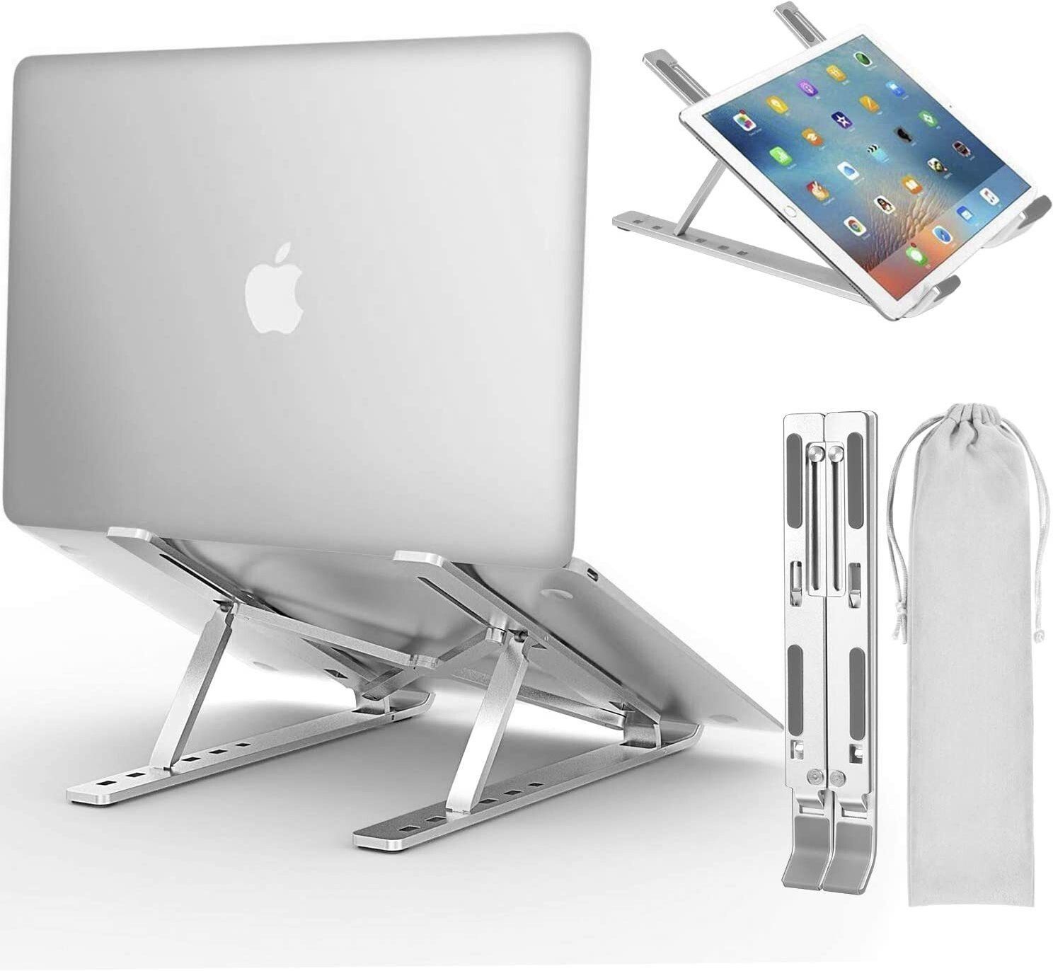 WOZIT Aluminum Laptop Stand, Adjustable Laptop Stand, Laptop Stands, Ergonomic Portable Tablet Stand Foldable Compatible with MacBook Pro, Lenovo, Dell, HP, XPS More 10-15.6" Laptops Laptop Stand-image-18
