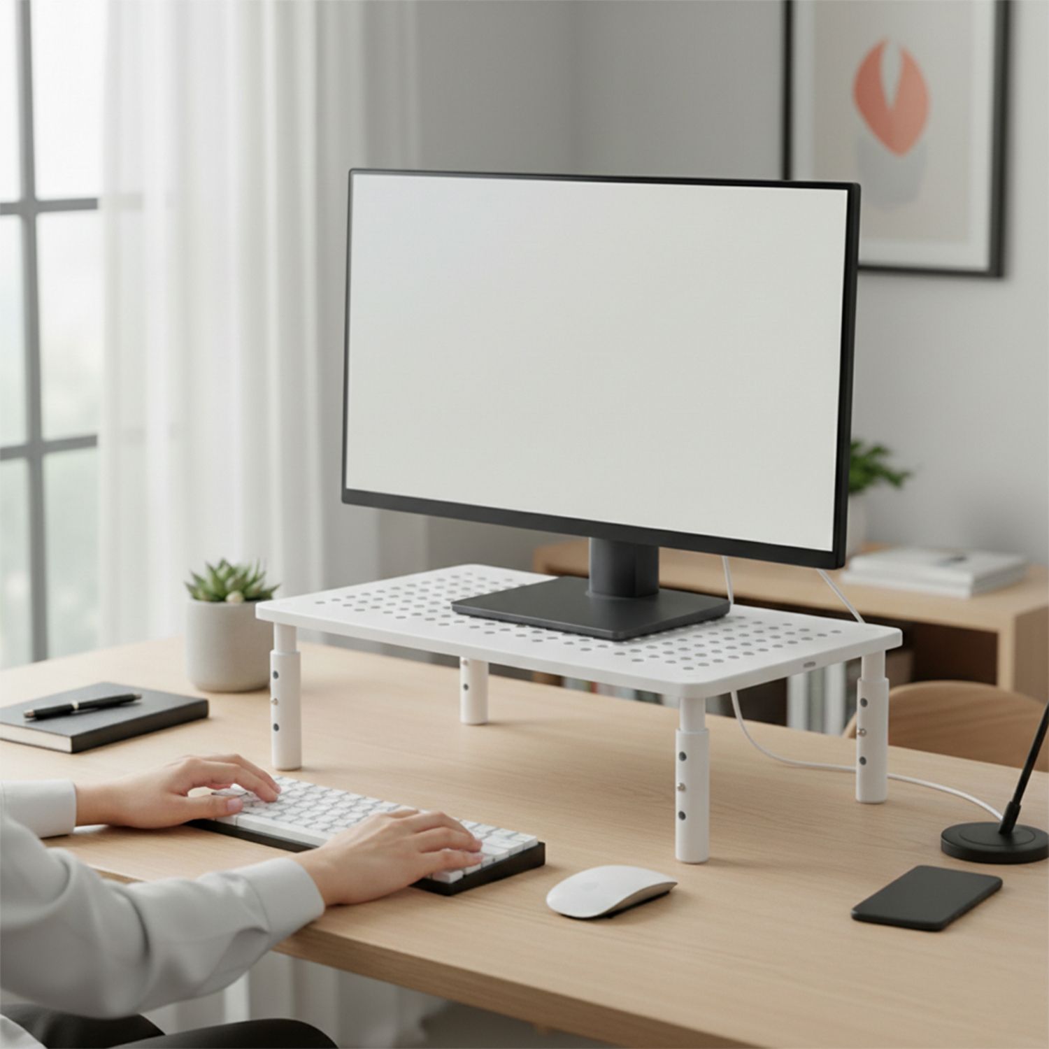 SYGA PC Stand Steel Desk Stand Laptop Stand with Adjustable Height Compatible with Universal Laptops-image-29