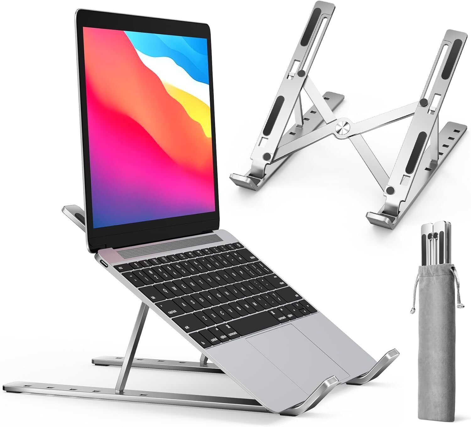 ZIRAK Premium Laptop Stand for Desk with Strong X-Frame Support Laptop Stand, Laptop Holder Riser Computer Tablet Stand, 6 Angles Adjustabl Iron Laptop Stand with Adjustable Height Compatible with Universal Laptops-image-45