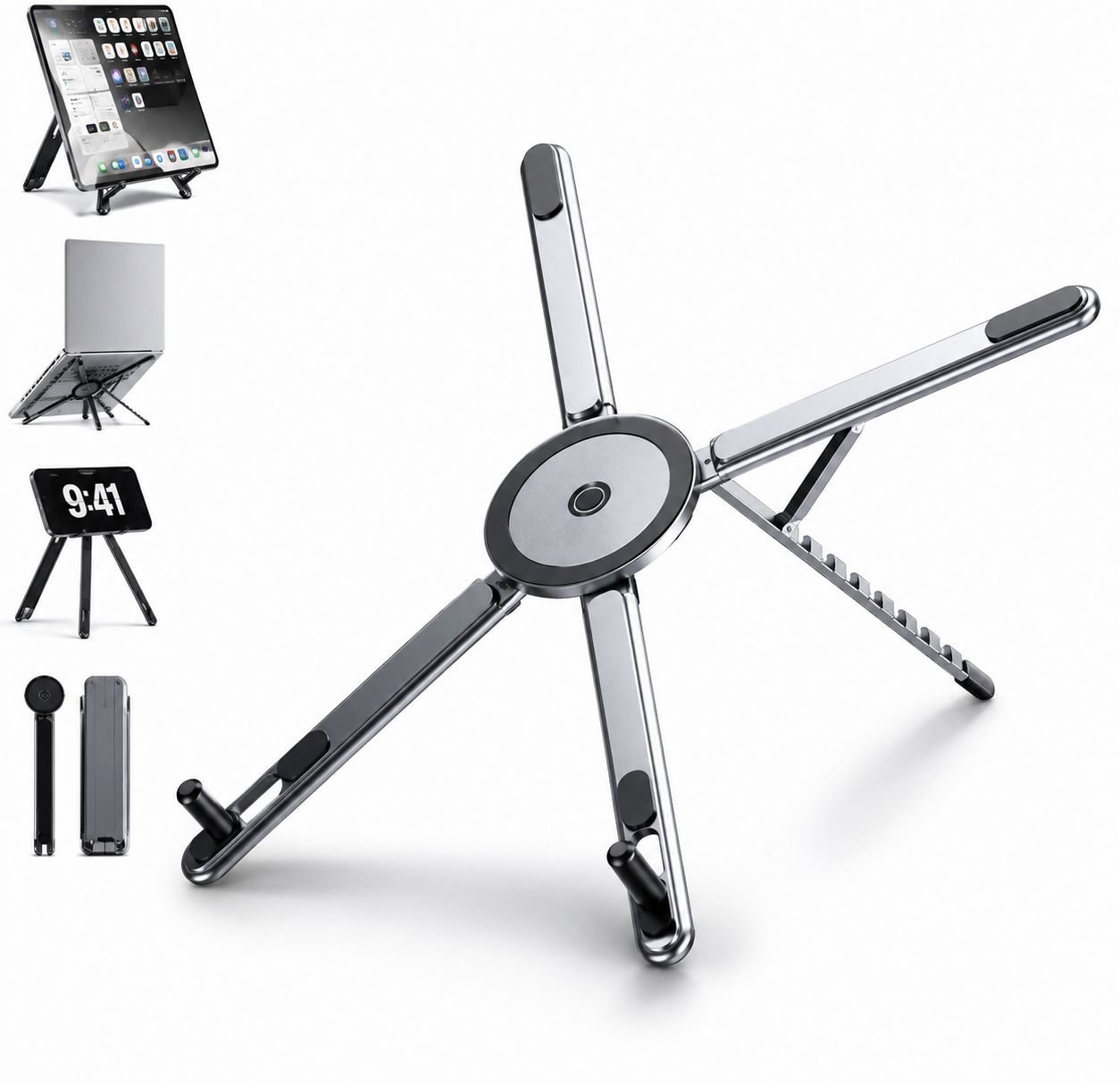 Velmi Aluminium Laptop Stand Foldable Lightweight Adjustable Holder Compatible with MacBooks Aluminium Rotatable Laptop Stand with Adjustable Height Compatible with Universal Laptops-image-41