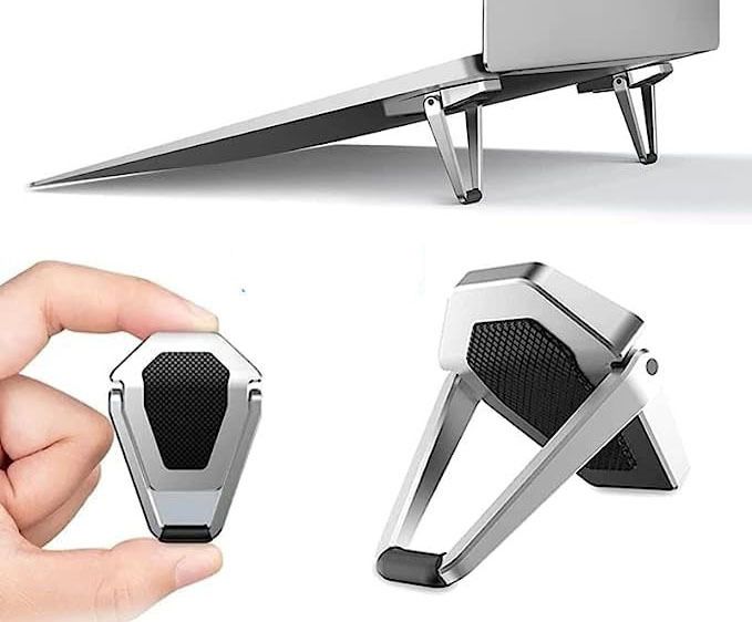 Huntindia Non-Slip Base Stand Portable Laptop Stand Mini Premium Folding Non-Slip Base 2Piecs Portable Invisible Laptop Riser Stand Cooling Pad Laptop Desk Stand Laptop Stand-image-19