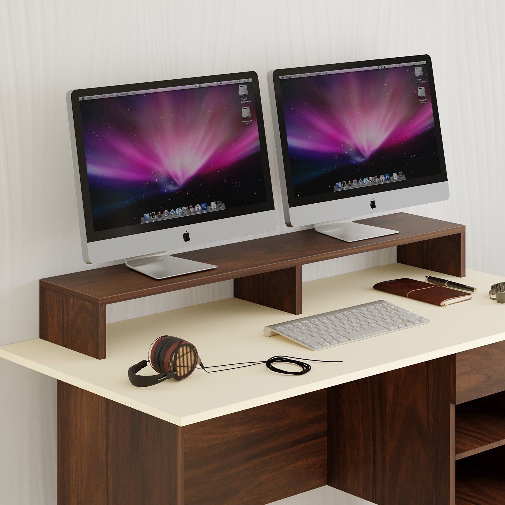 BLUEWUD Norel Large Monitor Computer PC Screen Height Riser Stand Gaming Desk for Table Norel Laptop Stand-image-4