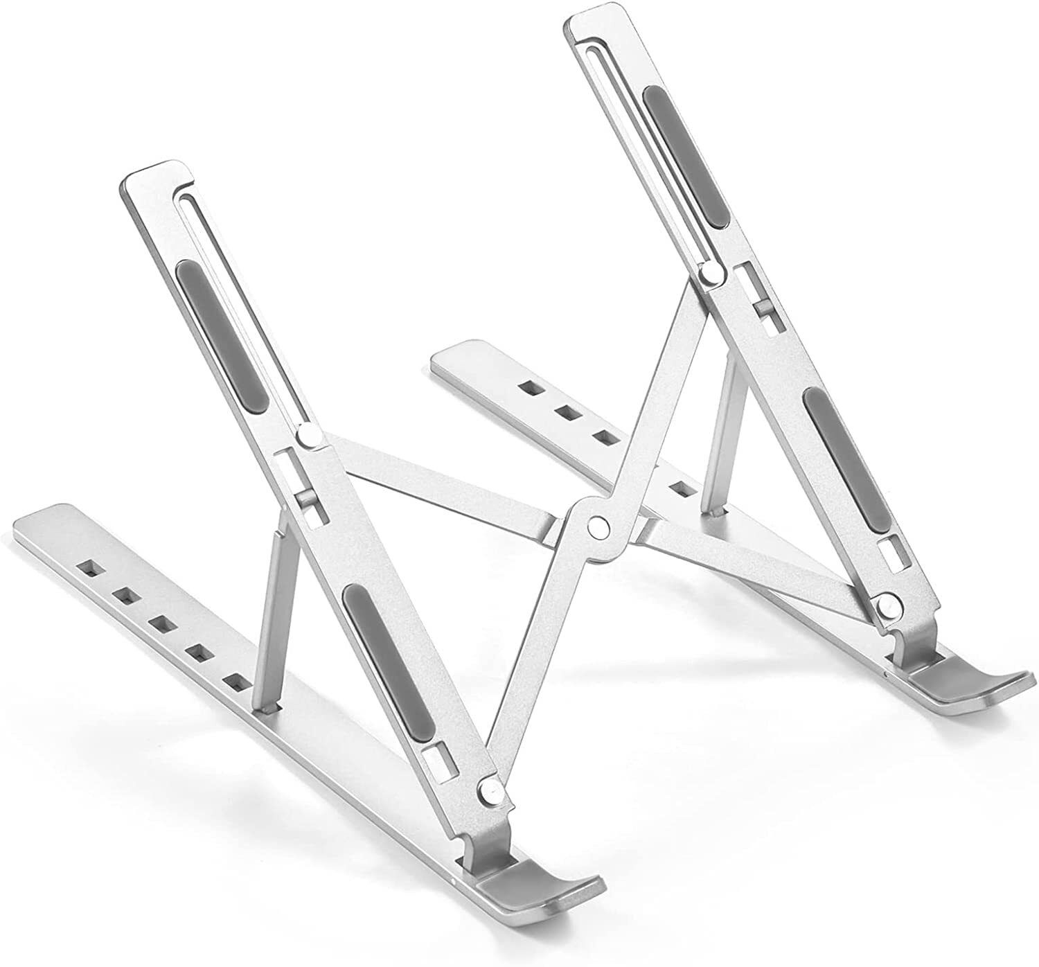 LVE Aluminum 6 Adjustable Foldable Portable Laptop Stand Desktop Tablet Stand LS-ALU-ADJ-SLV-001 Aluminium Laptop Stand with Adjustable Height Compatible with 26 - 35 cm, 36 - 39cm, 40 - 44cm, Universal Laptops-image-31