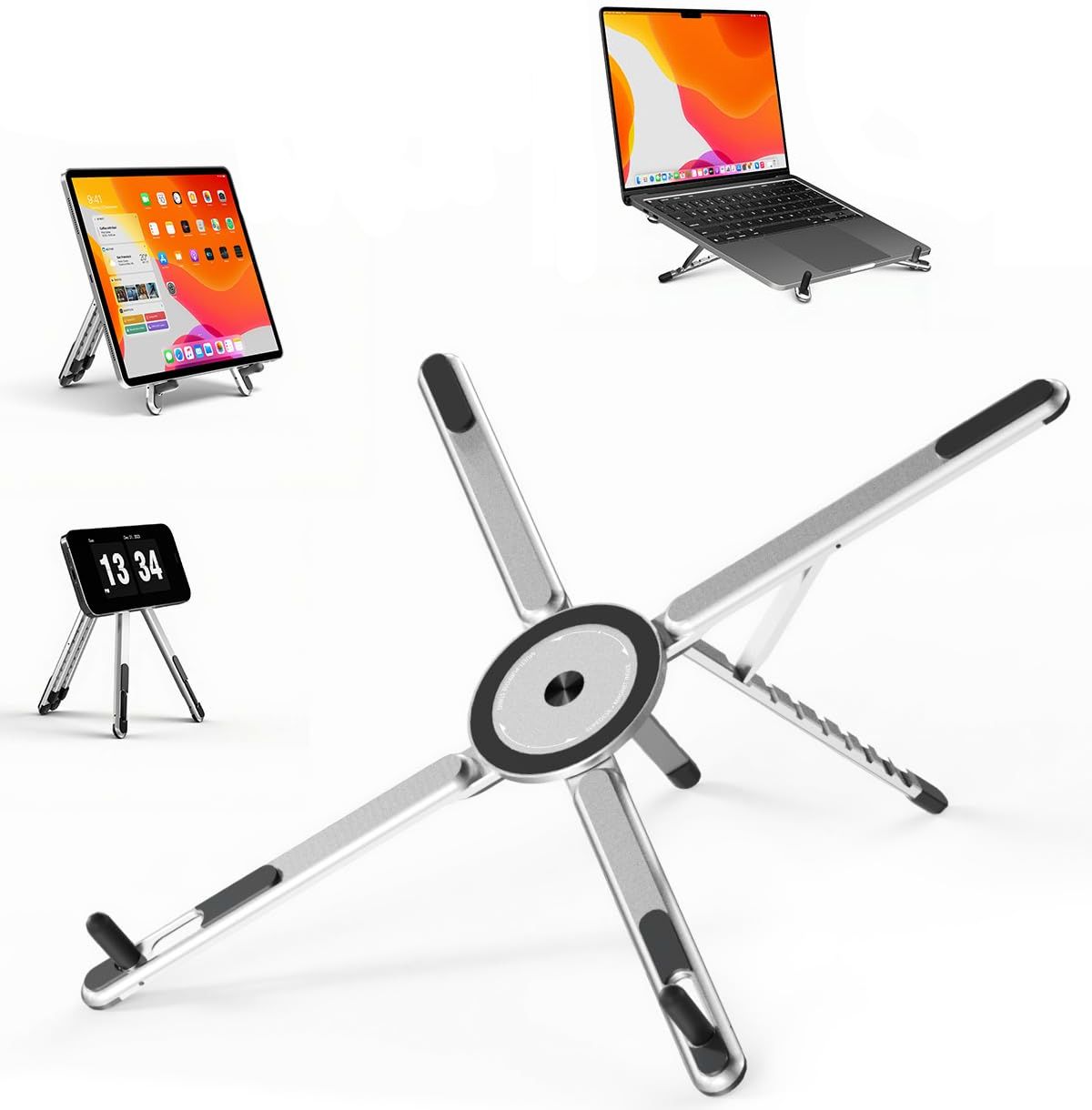 Hespa Aluminium Laptop Stand with Multi Angle Adjustment & Stable Desk Support Universal Laptop Compatibility Aluminium Rotatable Laptop Stand with Adjustable Height Compatible with Universal Laptops-image-40