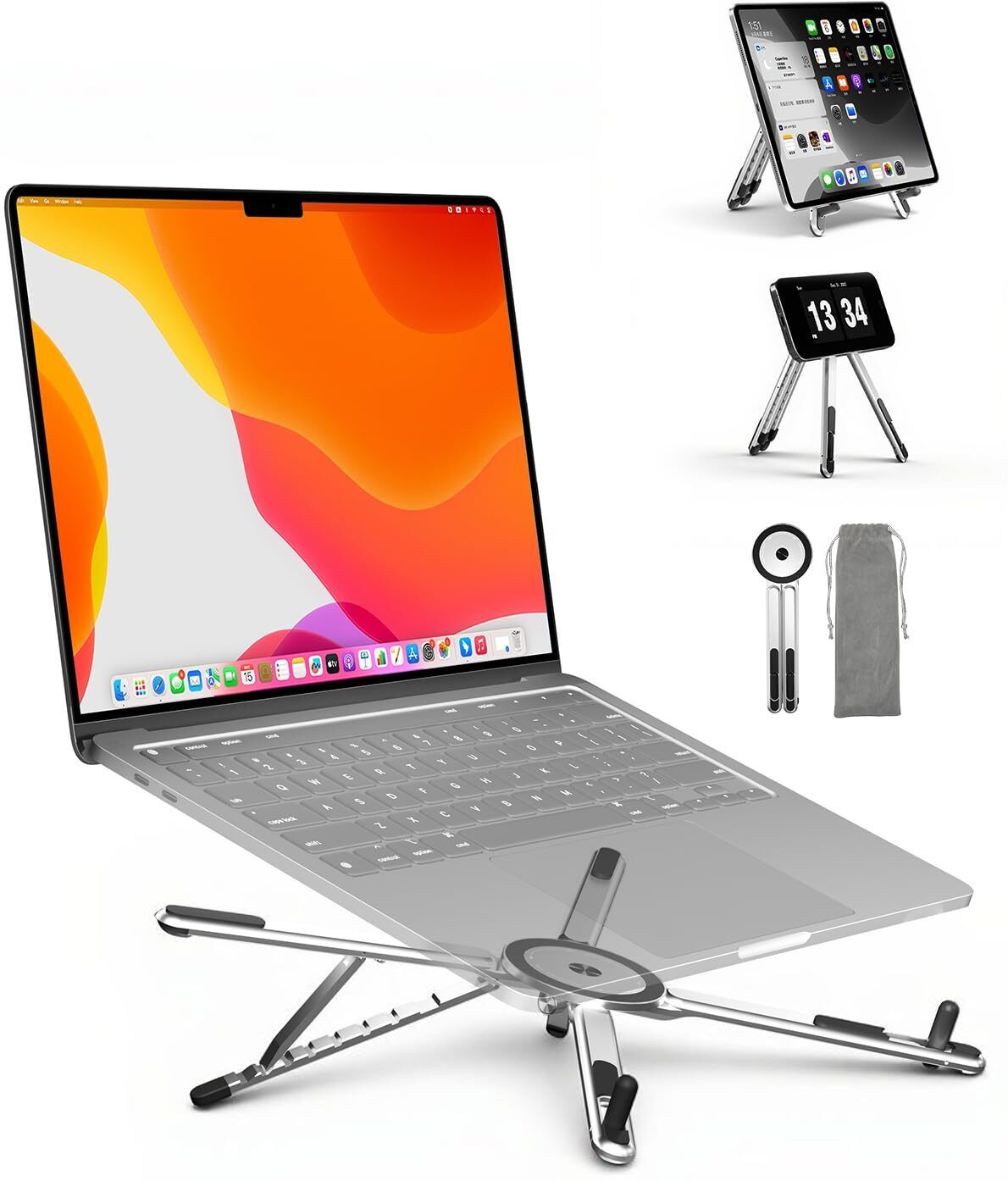 Velmi Adjustable Laptop Stand Foldable Aluminium with Rotating Base Fits Most Tablets & iPads Aluminium Rotatable Laptop Stand with Adjustable Height Compatible with Universal Laptops-image-16