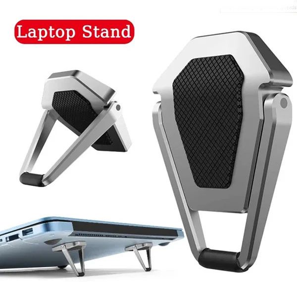 BUFONA Mini Invisible Laptop Riser Laptop Holder Laptop Riser Stand Mini Cooling Pad Desk, Foldable Aluminium Laptop Cooling Stand Portable Laptop Stand holder Aluminium Rotatable Laptop Stand Compatible with Universal Laptops-image-41