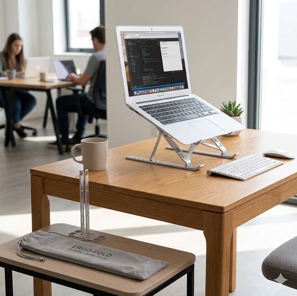 Elegantkart laptop-stand-11222 laptop-stand-silver Aluminium Laptop Stand with Adjustable Height Compatible with 26 - 35 cm, 36 - 39cm, 40 - 44cm, Universal Laptops-image-2