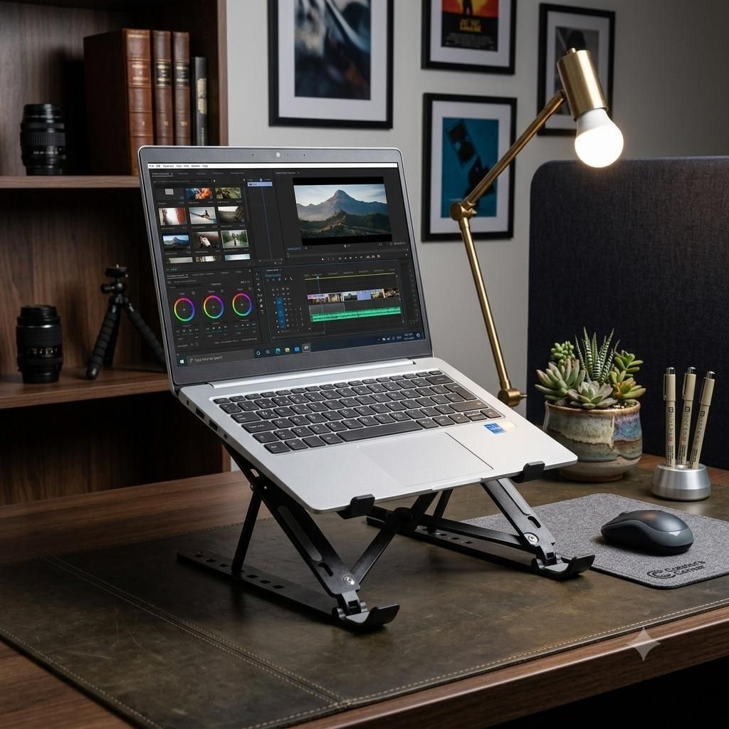FRG Adjustable Foldable Laptop Stand for Desk, Portable Ergonomic LS1 Fiber Rotatable Laptop Stand with Adjustable Height Compatible with Universal Laptops-image-42