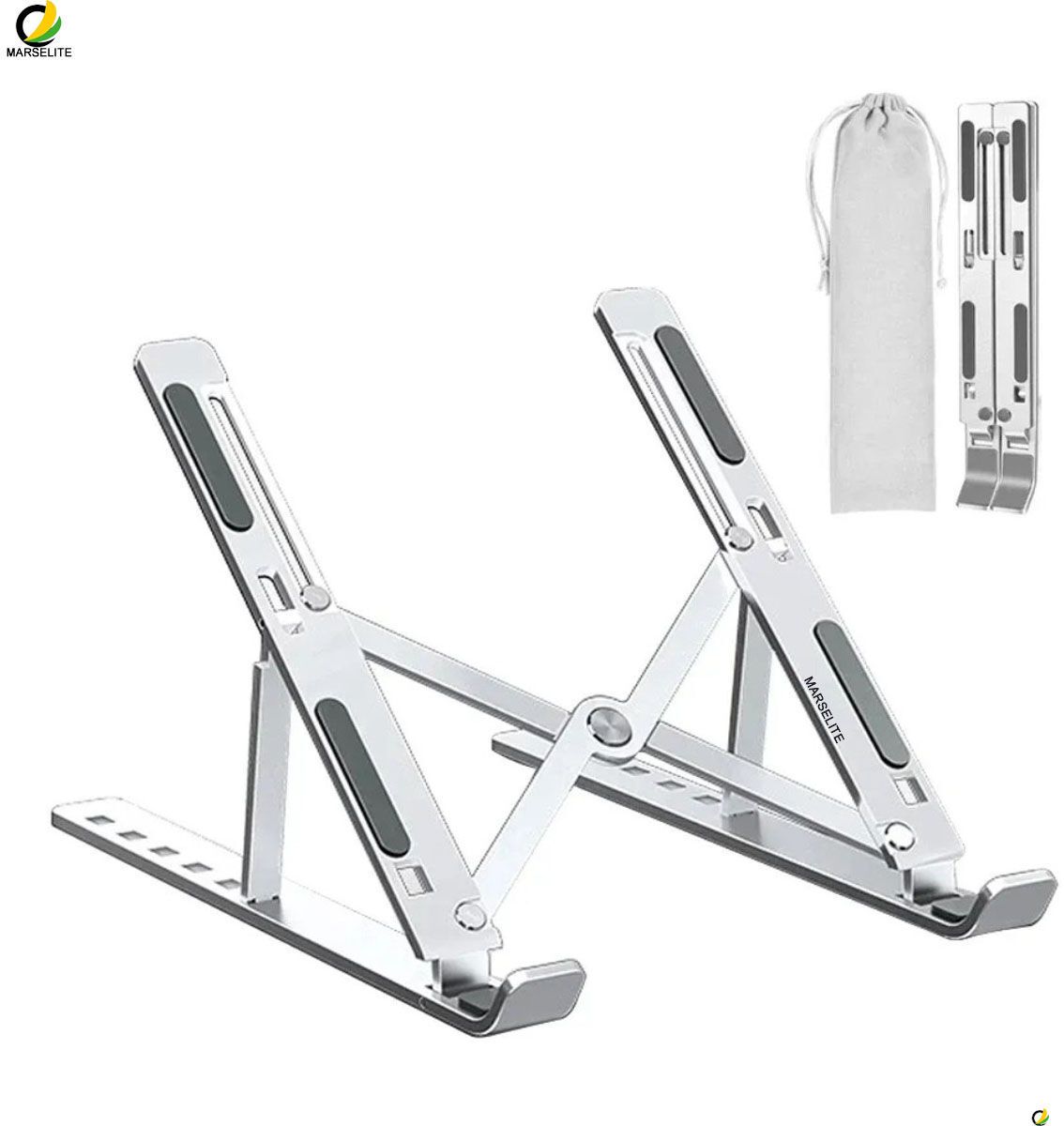 MARSELITE Laptop Stand Aluminium Adjustable Foldable Design MARS-STAND 58 Aluminium Desk Stand Laptop Stand with Adjustable Height Compatible with 26 - 35 cm Laptops-image-17