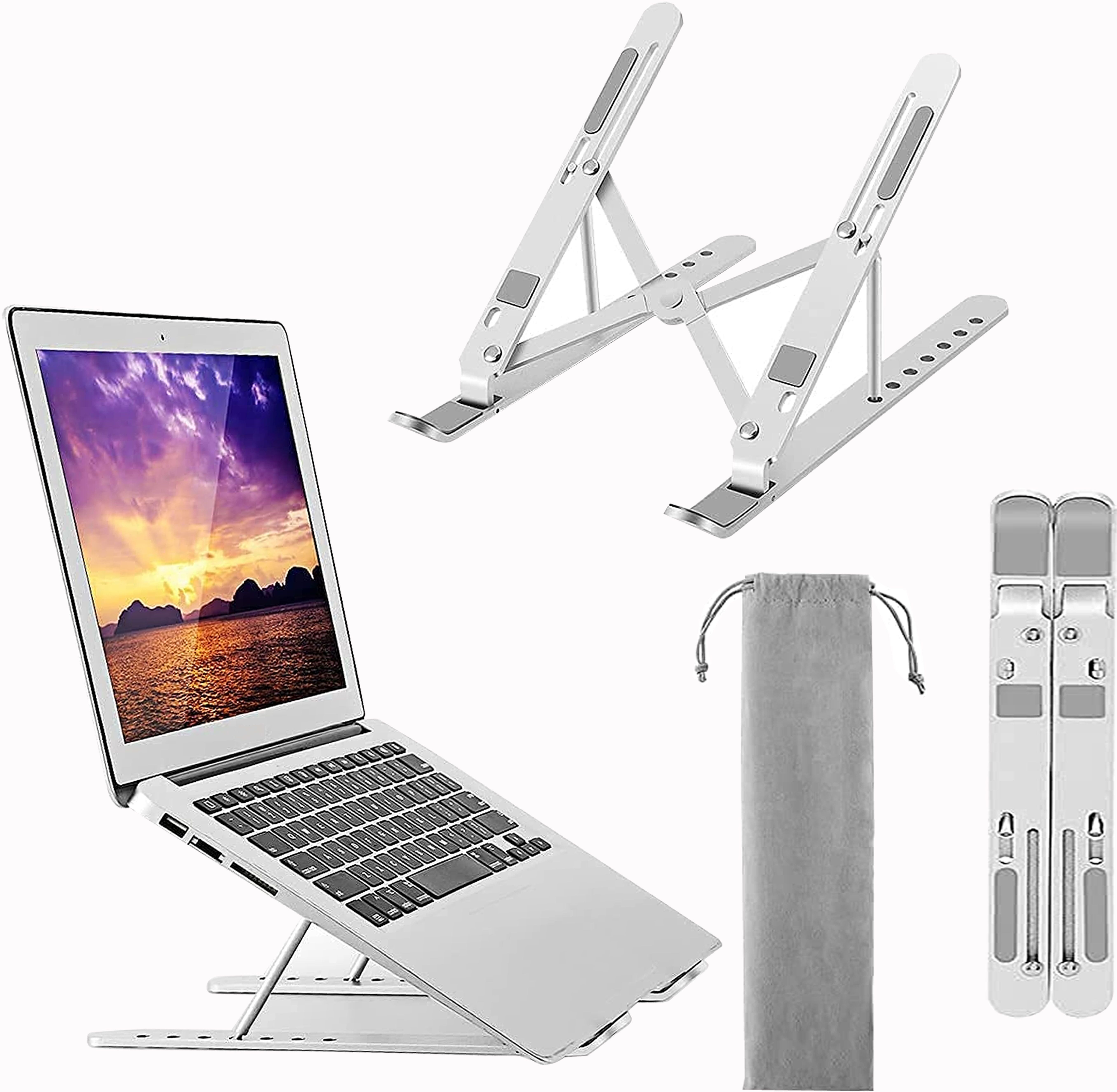 Ablue Clipper Universal Adjustable Notebook Stand Aluminium Universal Adjustable Notebook Stand Aluminium Aluminium Laptop Stand with Adjustable Height Compatible with Universal Laptops-image-32