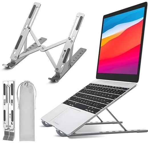 MustGrab 7-Angle Adjustable Aluminum Ergonomic Foldable Laptop Stand Ergonomic Aluminium Desk Stand Rotatable Laptop Stand with Adjustable Height Compatible with Universal Laptops-image-18