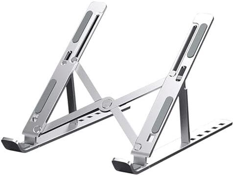 se hub Foldable Rotatable Laptop Stand 7 Angles Height Adjustable Silver Portable Foldable Laptop Stand Adjustable Height Desk Stand Silver Aluminium Desk Stand Rotatable Laptop Stand with Adjustable Height Compatible with Universal Laptops-image-8