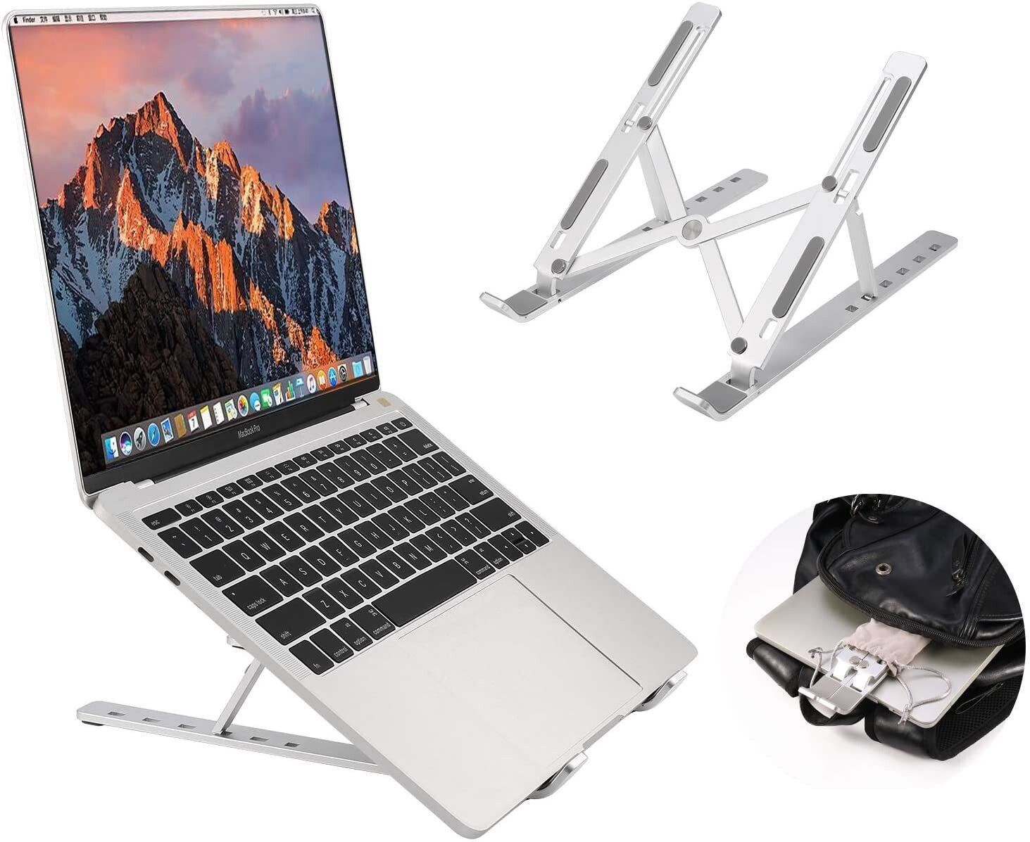 kunjsale Height Adjustable Aluminum Frame Foldable Portable Laptop Stand ks-Laptop Stand Aluminium Desk Stand Laptop Stand with Adjustable Height Compatible with Universal Laptops-image-15