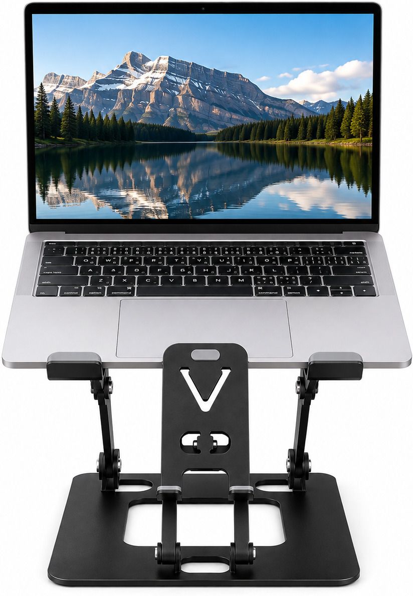 AMS Carbon Steel Adjustable Laptop Stand for Desk with Mobile Holder Support Foldable Metal Laptop Stand with Adjustable Height for Desk Use Carbon Steel Laptop Stand with Adjustable Height Compatible with Universal Laptops-image-36