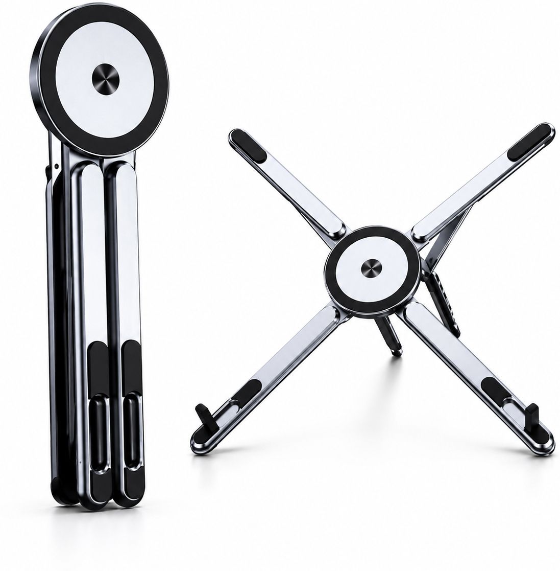 mPix Portable Foldable Laptop Stand Multi Angle Aluminium Desk Accessory Reusable & Long Lasting Aluminium Rotatable Laptop Stand with Adjustable Height Compatible with Universal Laptops-image-2