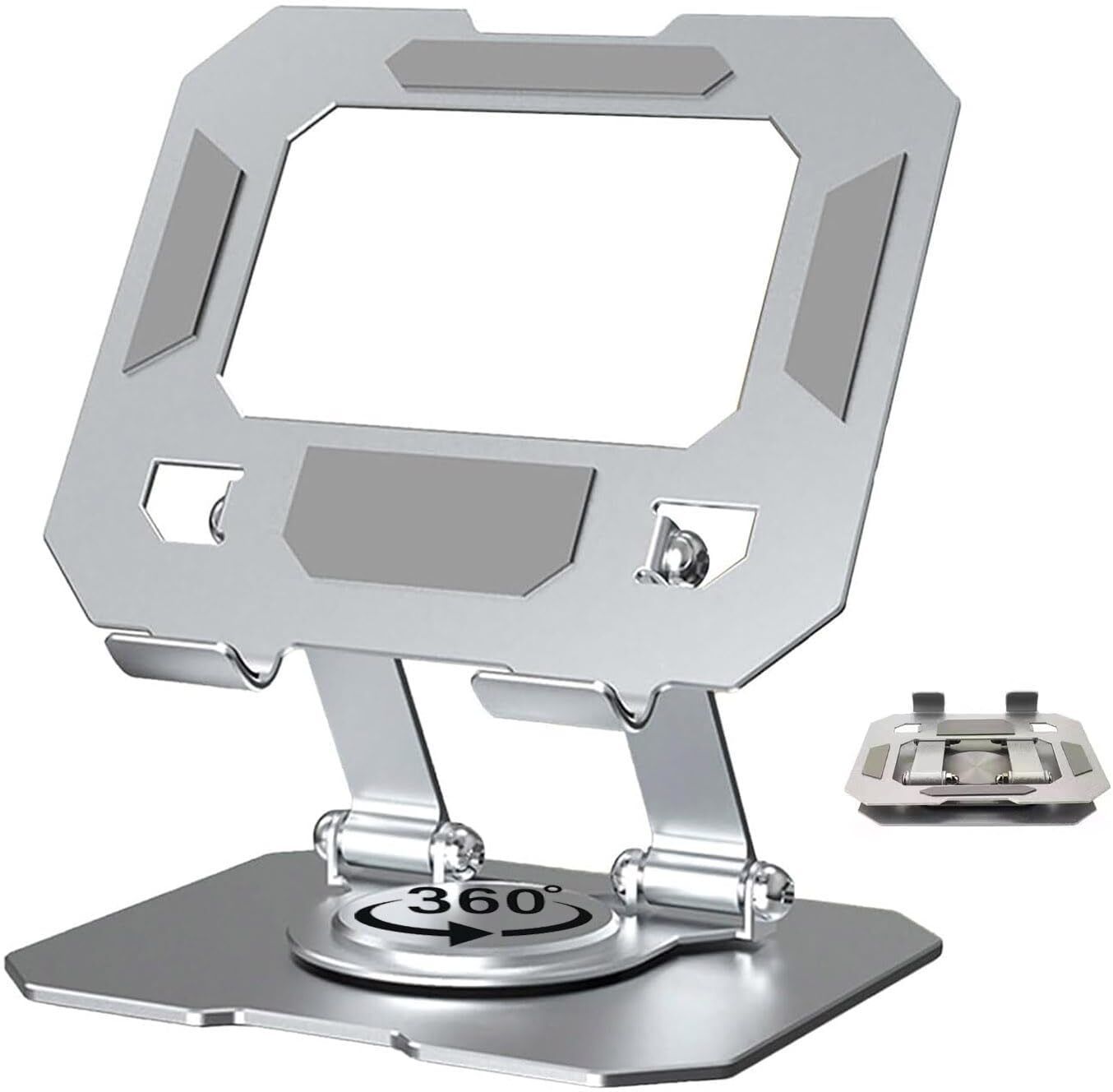 Hiwaga Desktop 360 Rotating Base, Aluminium Metal /Tablet Stand 4-13 Inch, Silver Aluminium Tablet Stand Rotating Base Foldable Compatible For 4-13 Inch Aluminium Floor and Desk Stand Rotatable Laptop Stand with Adjustable Height Compatible with Universal Laptops-image-37