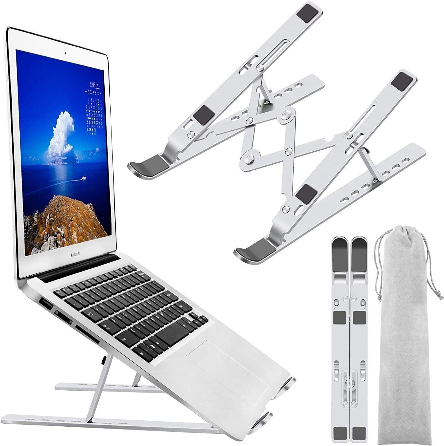 Ablue Clipper LAPSTAND-M01 Portable Laptop Holder Metal Foldable Adjustable Stand Aluminium Laptop Stand with Adjustable Height Compatible with Universal Laptops-image-13