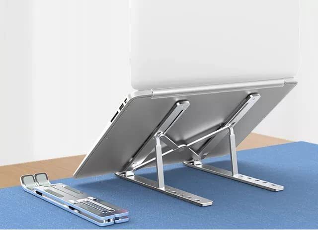 IMMUTABLE Foldable Height Adjustable Laptop Stand SVV17 Aluminium Floor and Desk Stand Laptop Stand with Adjustable Height Compatible with Universal Laptops-image-39
