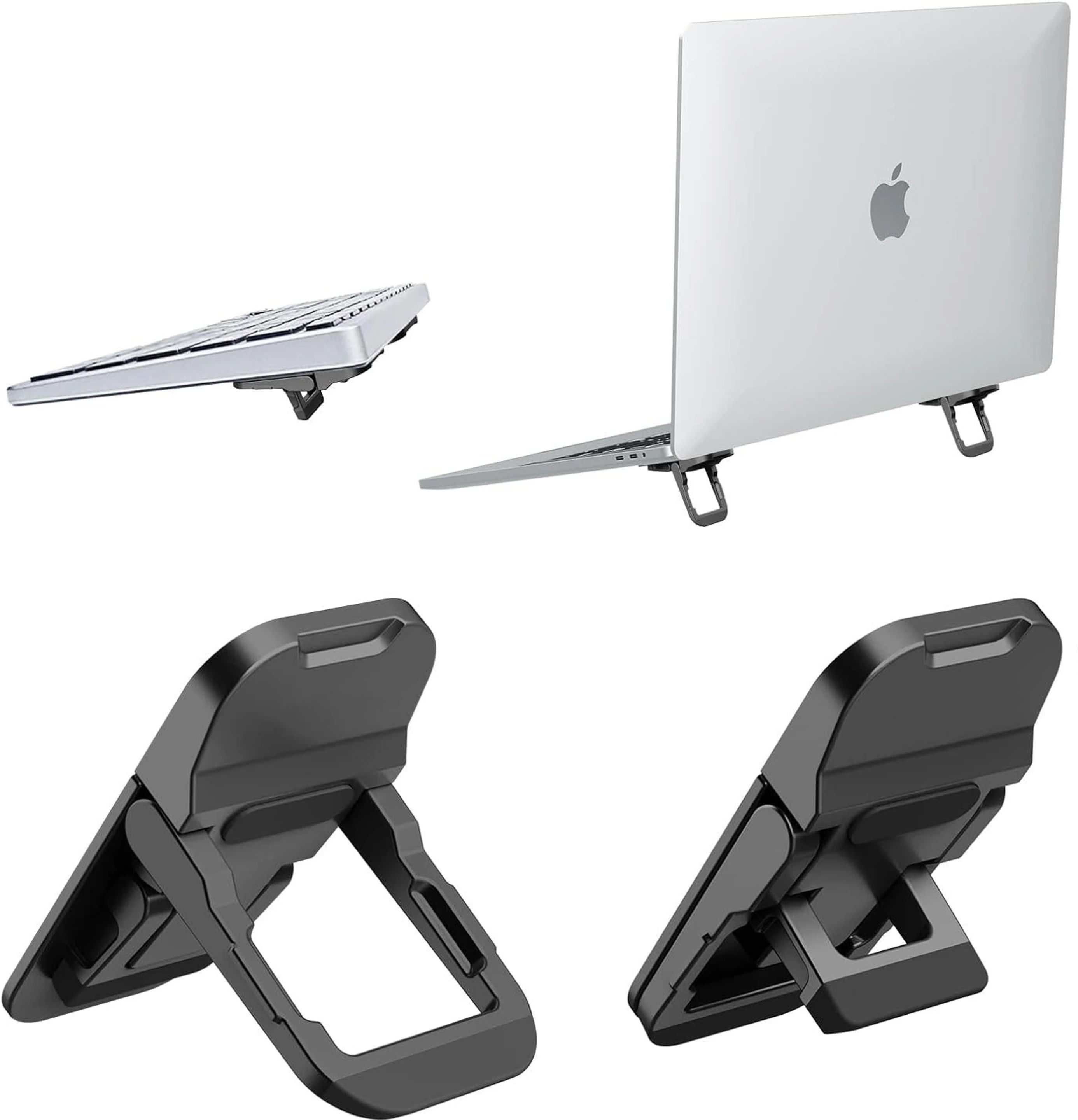 EYNK Laptop/ Keyboard Stand Adjustable Angles Portable Laptop Desk Risers Two Pieces Computer Keyboard Laptop Desk Stand with Three Adjustable Laptop Riser Aluminium Laptop Stand with Adjustable Height Compatible with Universal, 26 - 35 cm, 40 - 44cm Laptops-image-27