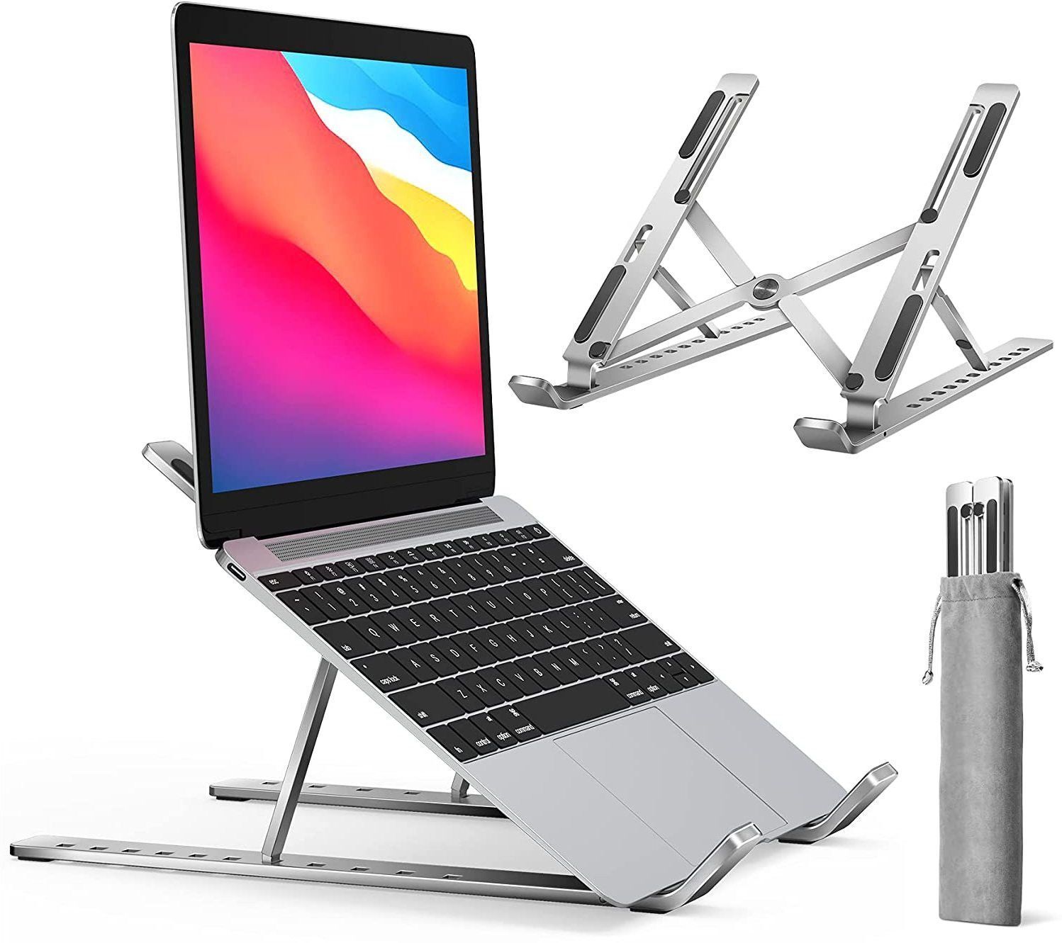 Viktarma Adjustable laptop stand Portable laptop stand, Aluminium Aluminium Laptop Stand with Adjustable Height Compatible with Universal Laptops-image-15