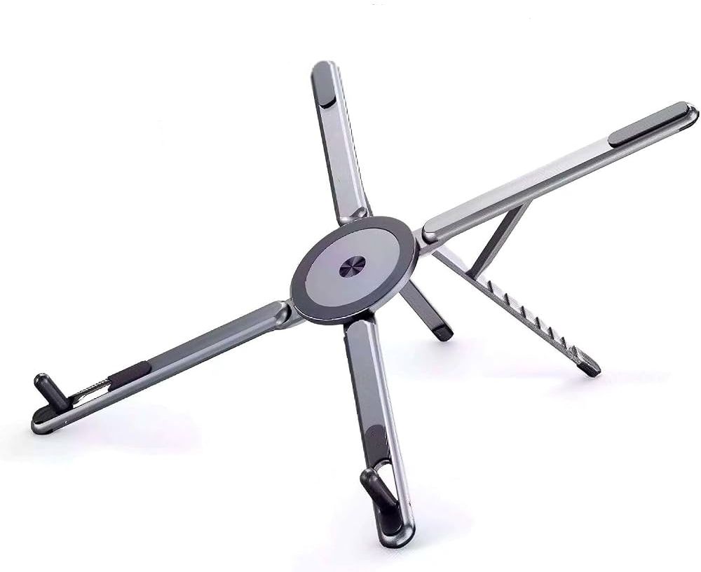 Velmi Aluminium Laptop Stand Compact Foldable Adjustable Desk Riser Perfect for Study Tables Aluminium Rotatable Laptop Stand with Adjustable Height Compatible with Universal Laptops-image-39