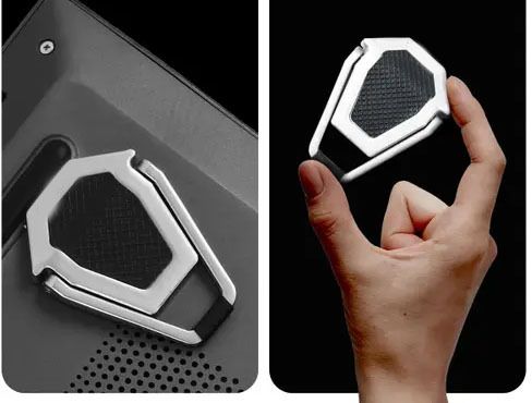 BUFONA NonSlip Base Foldable Desk Table Riser 2pcs Holder Stand Mini Cooling Pad Lightweight Mini Laptop Holder Portable Invisible Laptop Riser Desk Stand Aluminium Rotatable Laptop Stand Compatible with Universal Laptops-image-47