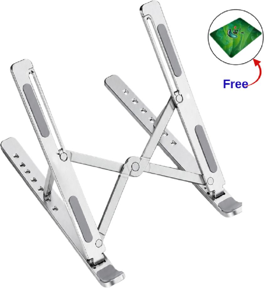 Nexora Adjustable Foldable Aluminium Laptop Stand Aluminum 7 Adjustable Foldable Portable Laptop Stand Tablet Stand Aluminium Desk Stand Rotatable Laptop Stand with Adjustable Height Compatible with Universal Laptops-image-29