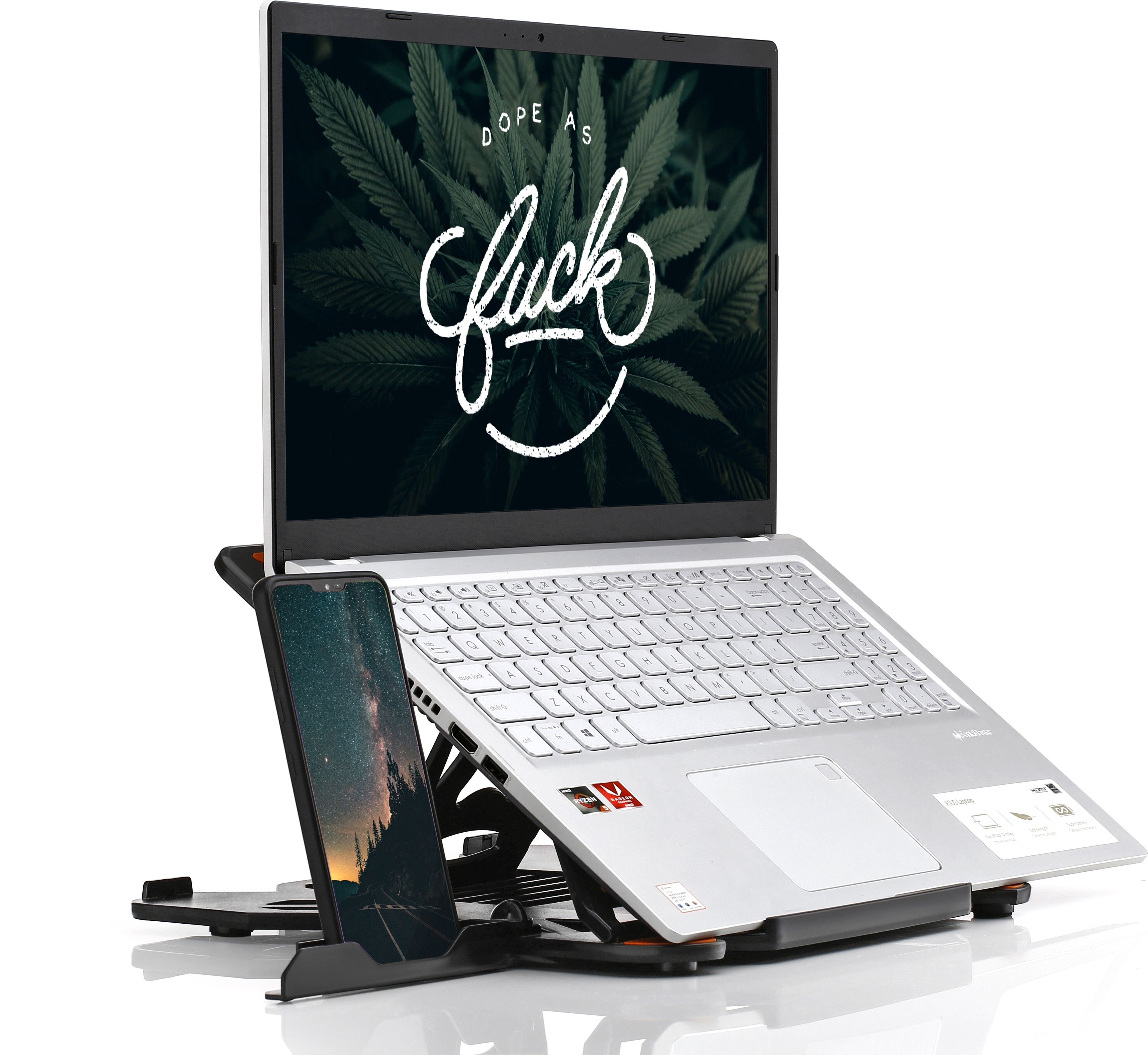 STRIFF Laptop Stand Adjustable Laptop Computer Stand Multi-Angle Stand Phone Stand Portable Foldable Laptop Riser Notebook Holder Stand Compatible for 9 to 15.6” Laptops Black(Black) Laptop Stand-image-34