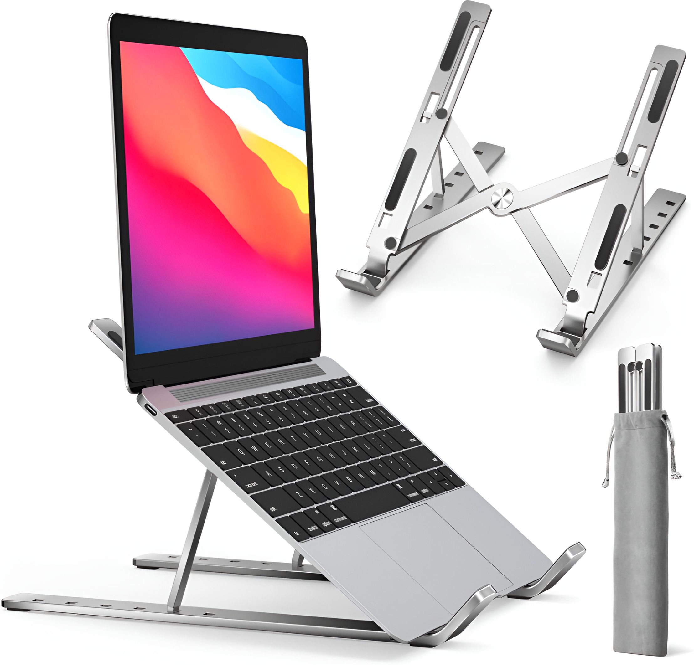 Koccido Koccido Aluminum Laptop Stand,Foldable Adjustable Ventilated 15.6 Inch MacBook, HP, Dell Aluminium Floor and Desk Stand Laptop Stand with Adjustable Height Compatible with Universal Laptops-image-16