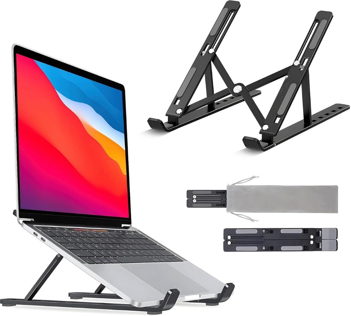 Koccido Koccido Aluminum Laptop Stand,Foldable Adjustable Ventilated 15.6 Inch MacBook, HP, Dell Aluminium Floor and Desk Stand Laptop Stand with Adjustable Height Compatible with Universal Laptops-image-18
