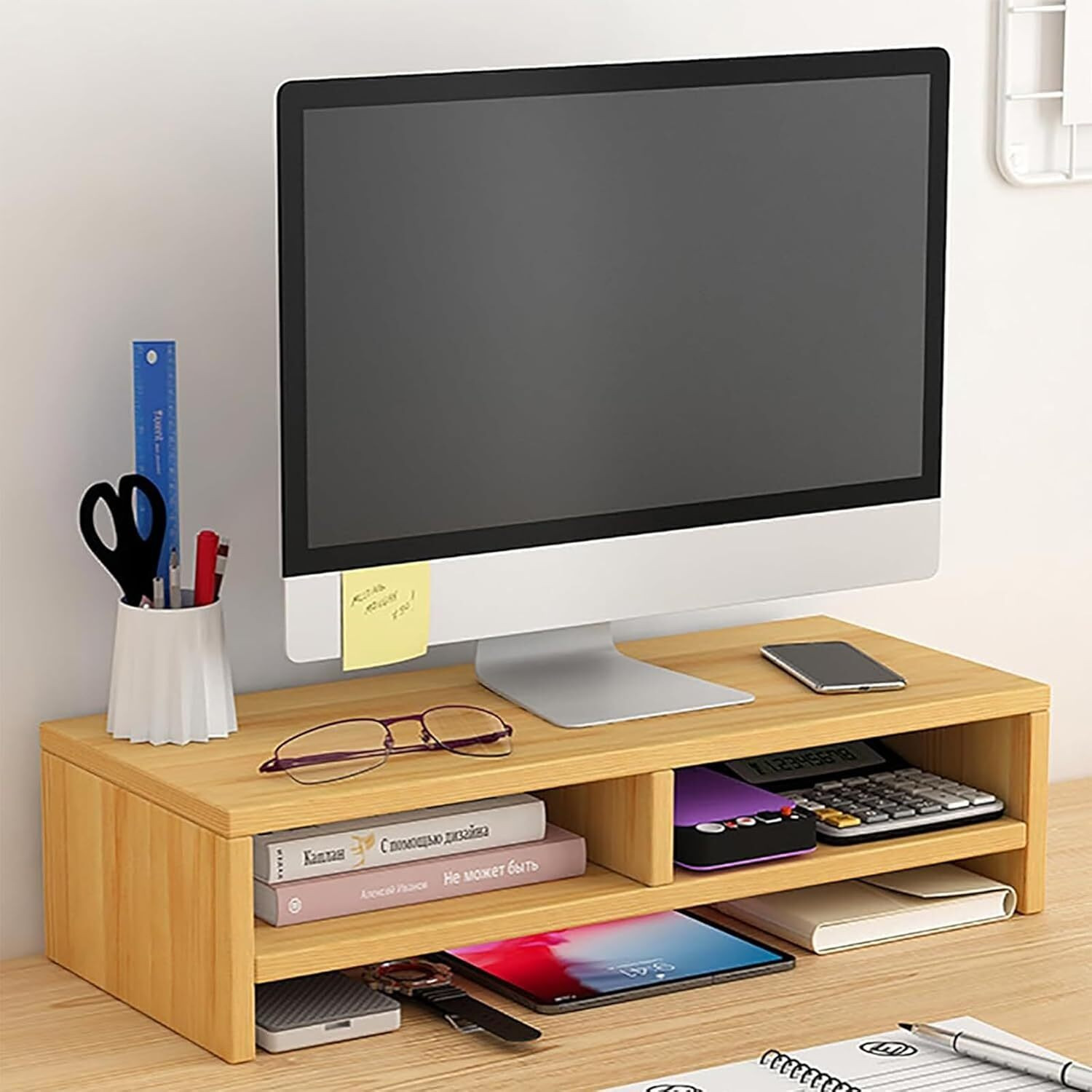UniAart Monitor Stand, Tabletop, Desktop Stand, Computer Stand • Monitor Stand, Tabletop, Desktop Stand, Computer Stand Wooden Desk Stand Rotatable Laptop Stand Compatible with Universal Laptops image 1