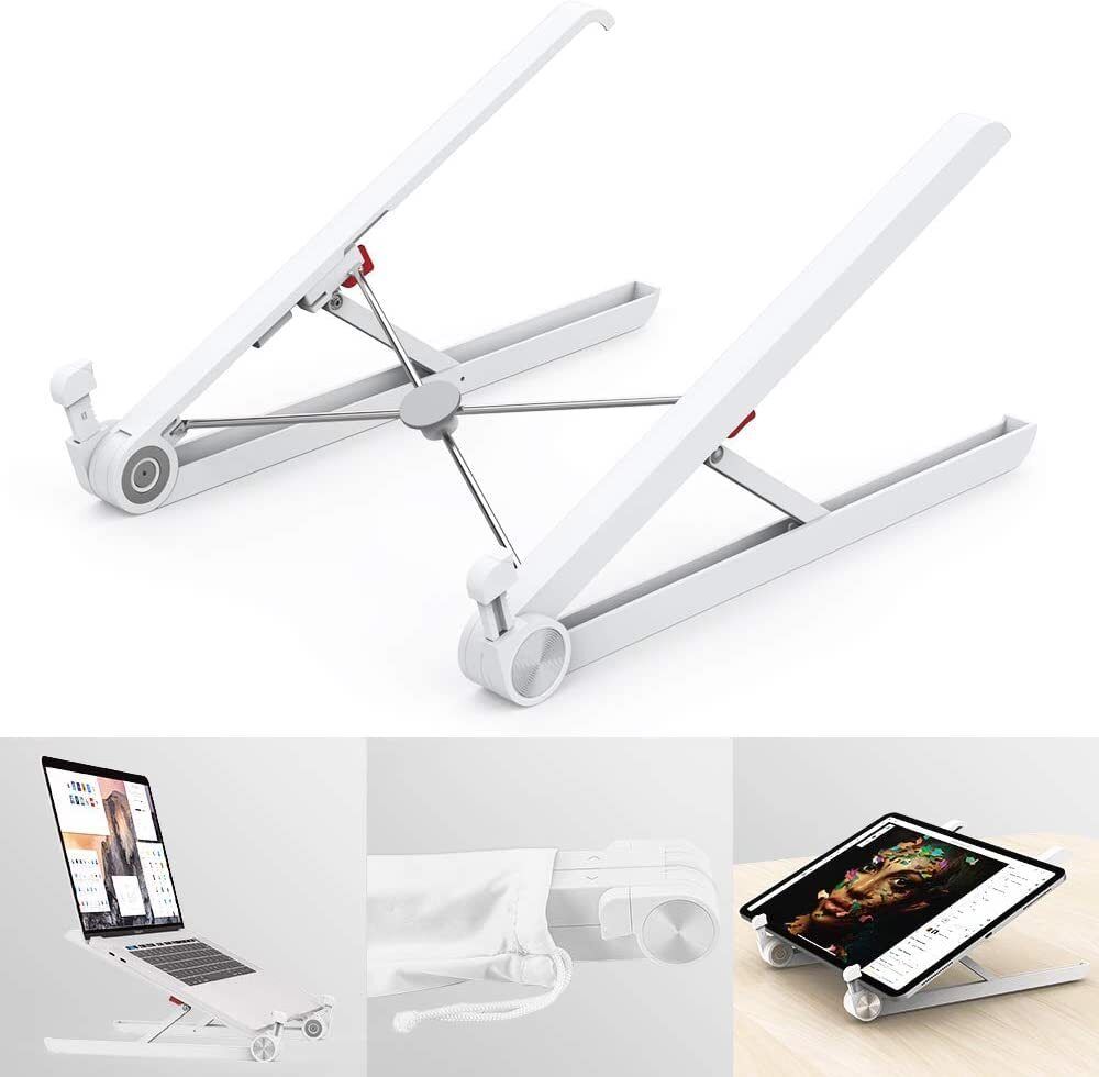 RINMAY Adjustable and foldable laptop stand made from sturdy, lightweight material Adjustable and foldable laptop stand Stainless Steel, Plastic Desk Stand Laptop Stand with Adjustable Height Compatible with 26 - 35 cm Laptops-image-28