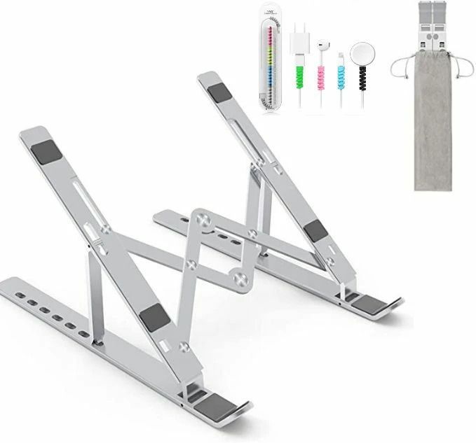 Raptor Laptop Stand Aluminum For Desk With Cable Protector , Laptop Table Stand, Compatible , Foldable, Ergonomic, Tablet Stand Laptop Stand, Mobile Stand Aluminium Desk Stand Rotatable Laptop Stand with Adjustable Height Compatible with Universal Laptops-image-45