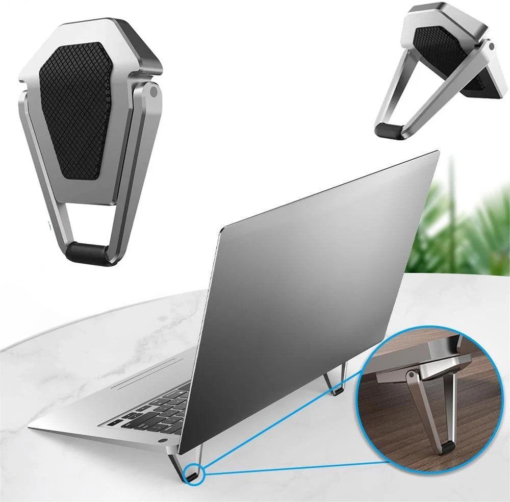 BUFONA Mini Invisible Laptop Riser Laptop Holder Laptop Riser Stand Mini Cooling Pad Lightweight Desk, Foldable Laptop Cooling Stand Portable Laptop Stand holder Aluminium Rotatable Laptop Stand Compatible with Universal Laptops-image-43