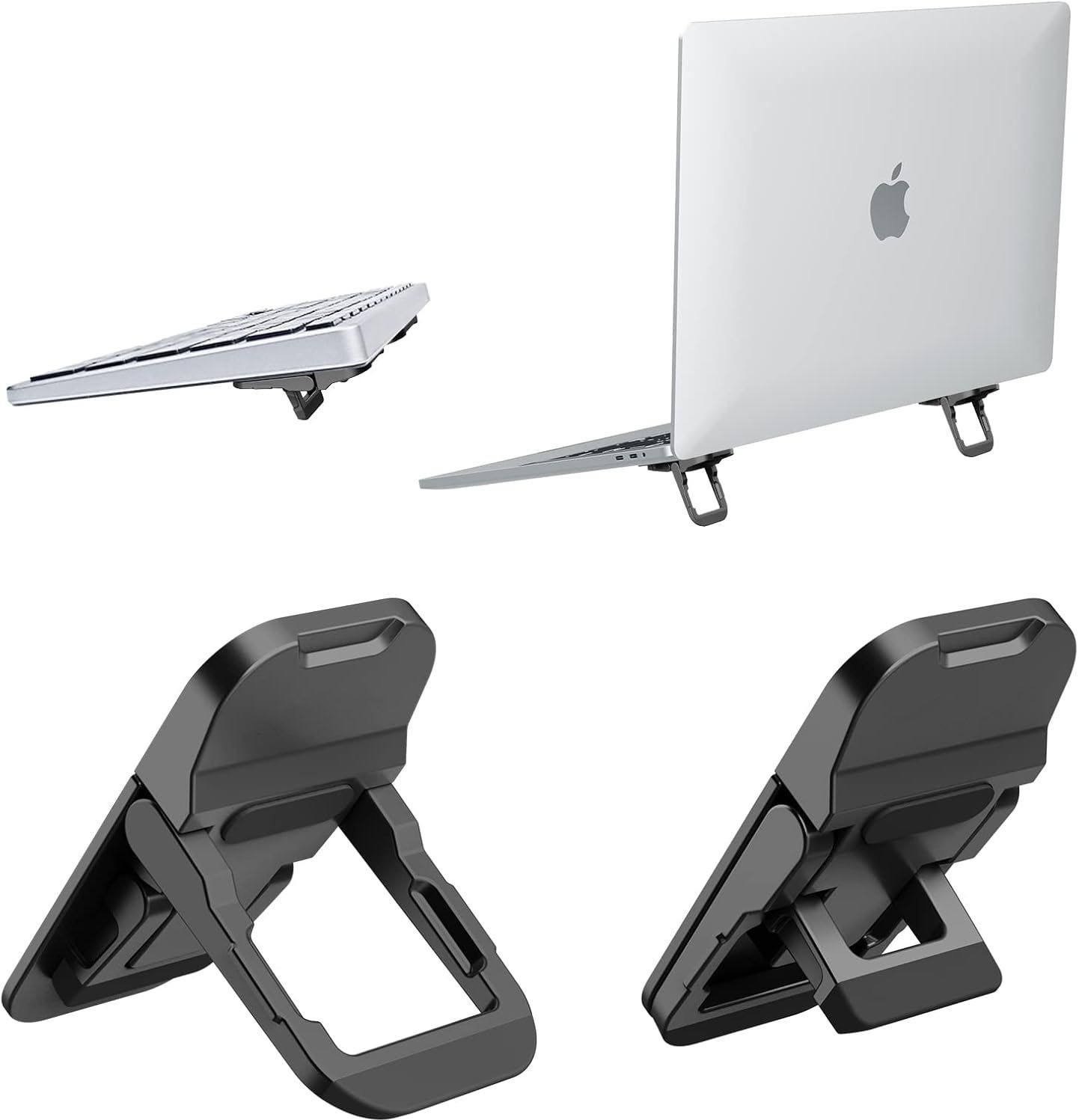 Ofifo Adhesive Laptop Stand Feet Portable Folding Laptop Risers with 2 Heights Black Adhesive Aluminum Mini Stand Universal Cooling Support Laptop Stand-image-8