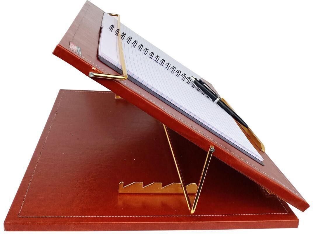 VeleSolv Leather Foldable, Height Adjustable Writing/Sketching/Drawing Table/Table Top 12*16 small leather table top Laptop Stand-image-22