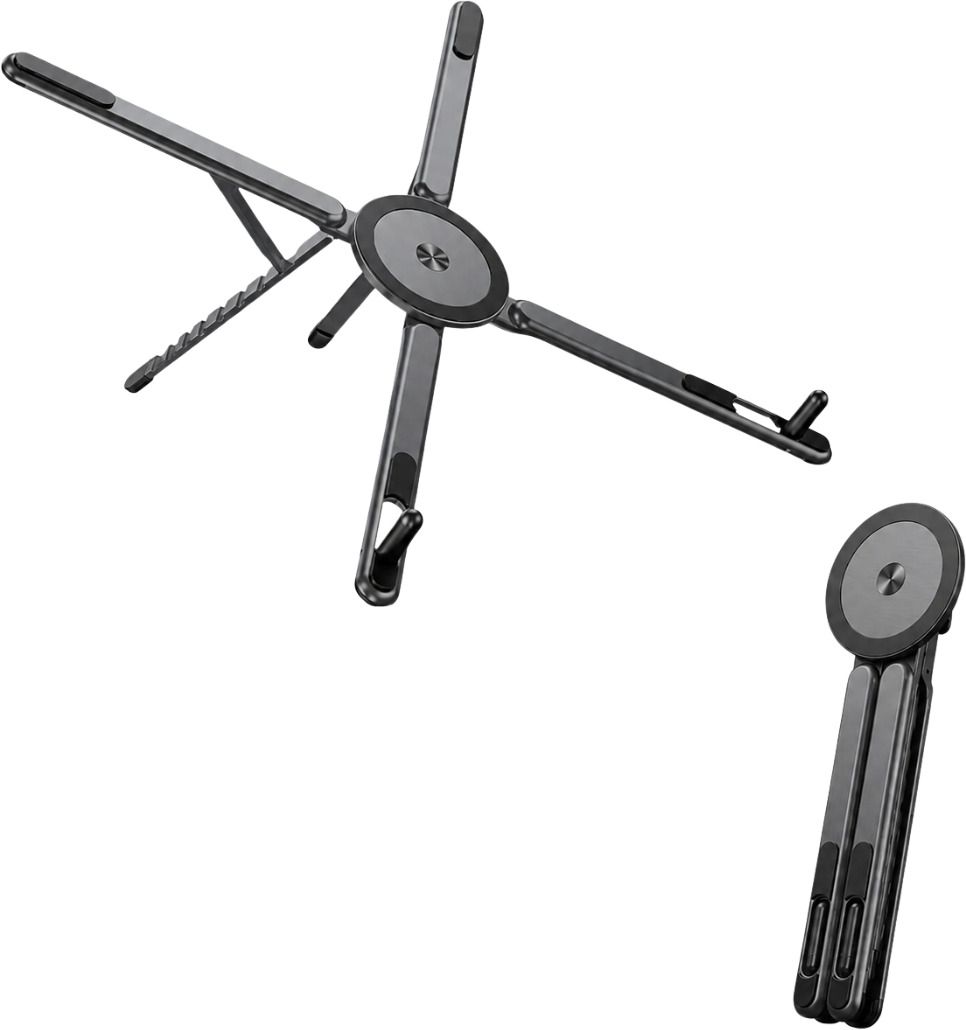 FITRIC Premium Portable Metal Foldable Laptop Stand Ergonomic Angle Adjustable Base Aluminum Alloy Riser Anti Slip Cooling Platform Compact Travel Friendly Aluminium Laptop Stand with Adjustable Height Compatible with Universal Laptops-image-17