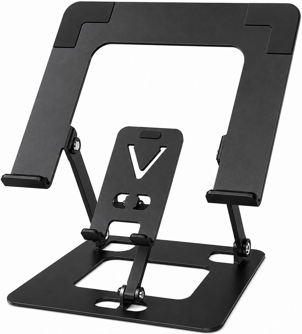 TSEL Multi-Angle Laptop Stand with Phone Holder | Foldable Metal Notebook Riser Metal Laptop Stand Carbon Steel Laptop Stand with Adjustable Height Compatible with Universal Laptops-image-21