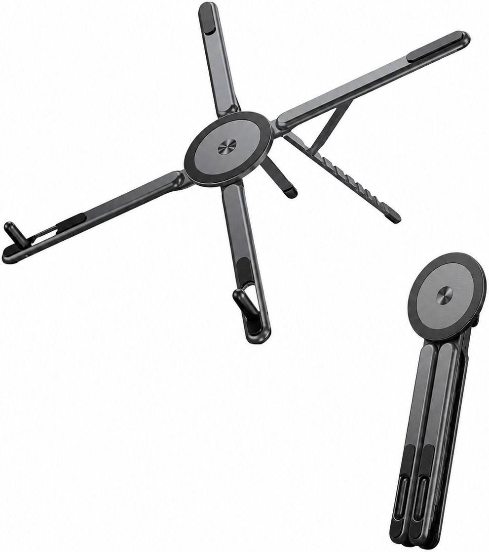 FITRIC Premium Portable Metal Foldable Laptop Stand Adjustable Ergonomic Holder Universal Aluminum Riser Anti Slip Cooling Support Lightweight for Work & Study Aluminium Laptop Stand with Adjustable Height Compatible with Universal Laptops-image-23