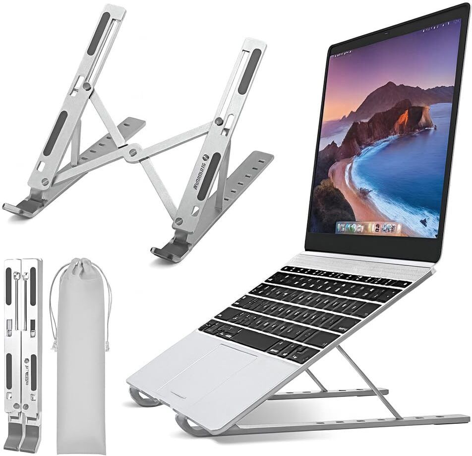 Dharm Enterprise Adjustable Ergonomic Foldable Aluminium Tabletop Laptop Riser Stand DE-ALU-LAPTOP-STAND Aluminium Laptop Stand with Adjustable Height Compatible with Universal Laptops-image-39