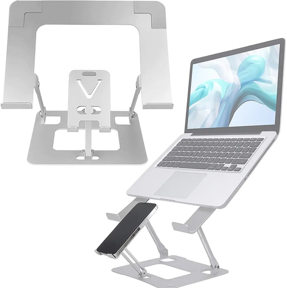 Mobixa Ergonomic Carbon Steel Laptop Stand with Adjustable Height & Phone Holder Adjustable Laptop Stand Carbon Steel Laptop Stand with Adjustable Height Compatible with Universal Laptops-image-24