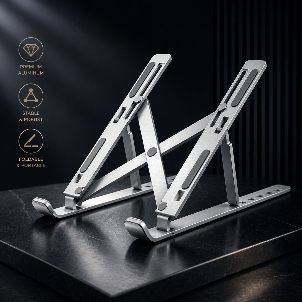 Ramdev Aluminium Laptop Stand LS01 Aluminium Laptop Stand with Adjustable Height Compatible with Universal, 26 - 35 cm, 36 - 39cm, 40 - 44cm Laptops-image-11