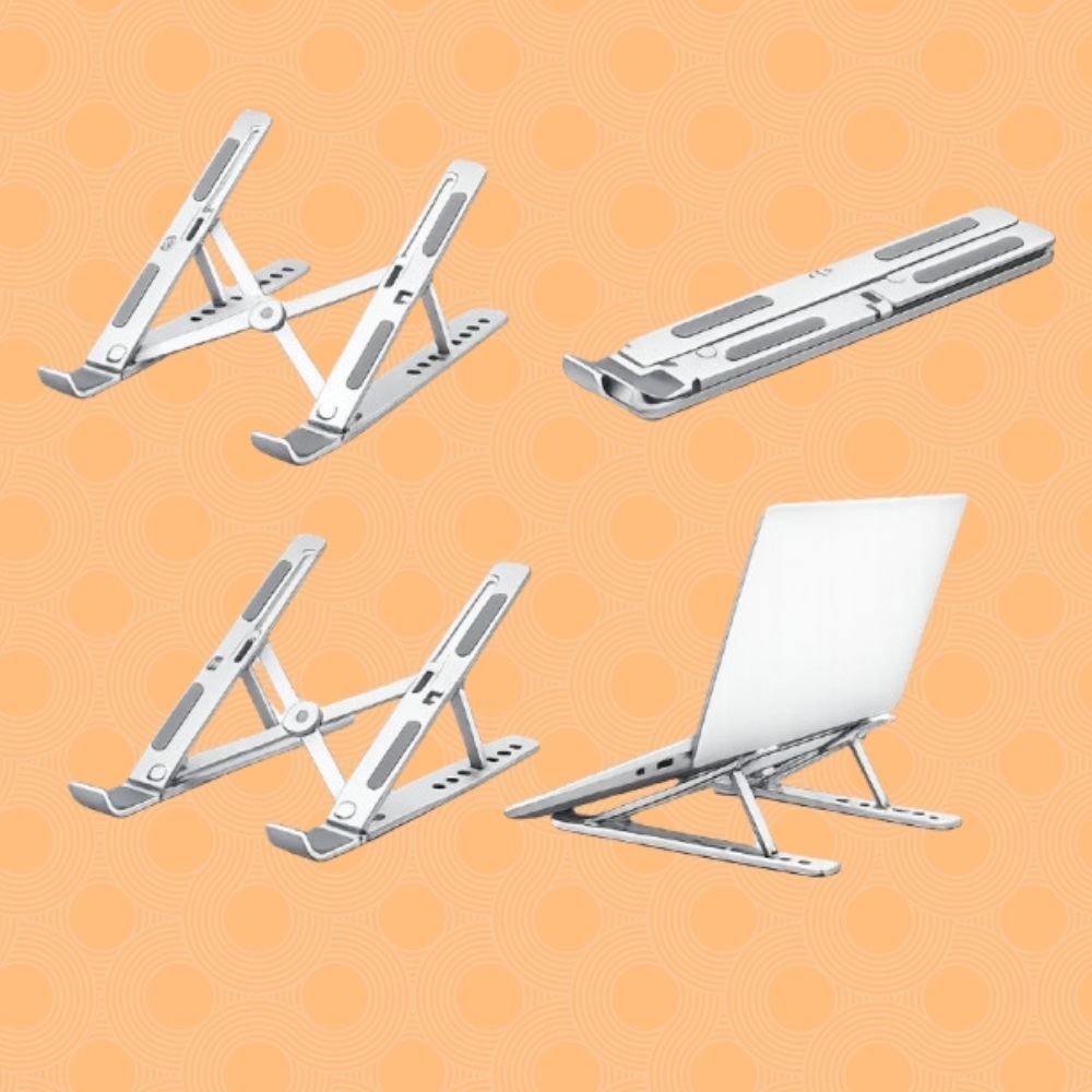 nvnallinone Adjustable Aluminum Ergonomic Foldable Portable Tabletop Laptop LSA-76 Aluminium Rotatable Laptop Stand with Adjustable Height Compatible with Universal Laptops-image-20